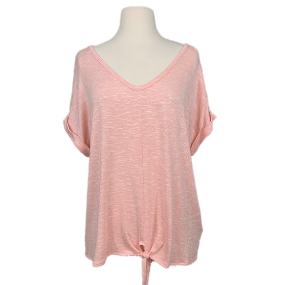 JUICY COUTURE Top Tie-Front Dolman Short Sleeve V-Neck Top Pink Medium - Picture 3 of 5